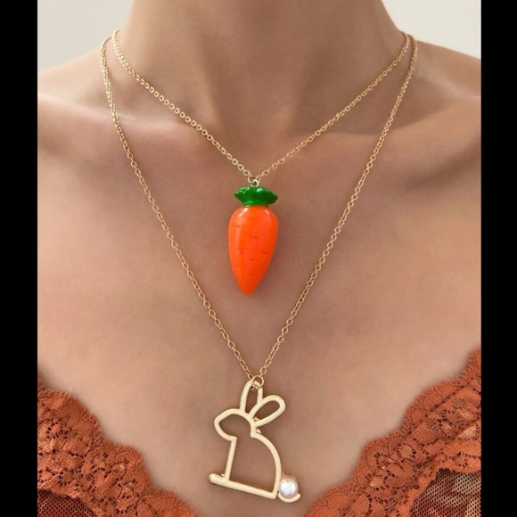 Bunny and Carrot Layered Necklace - Picture 2 of 8